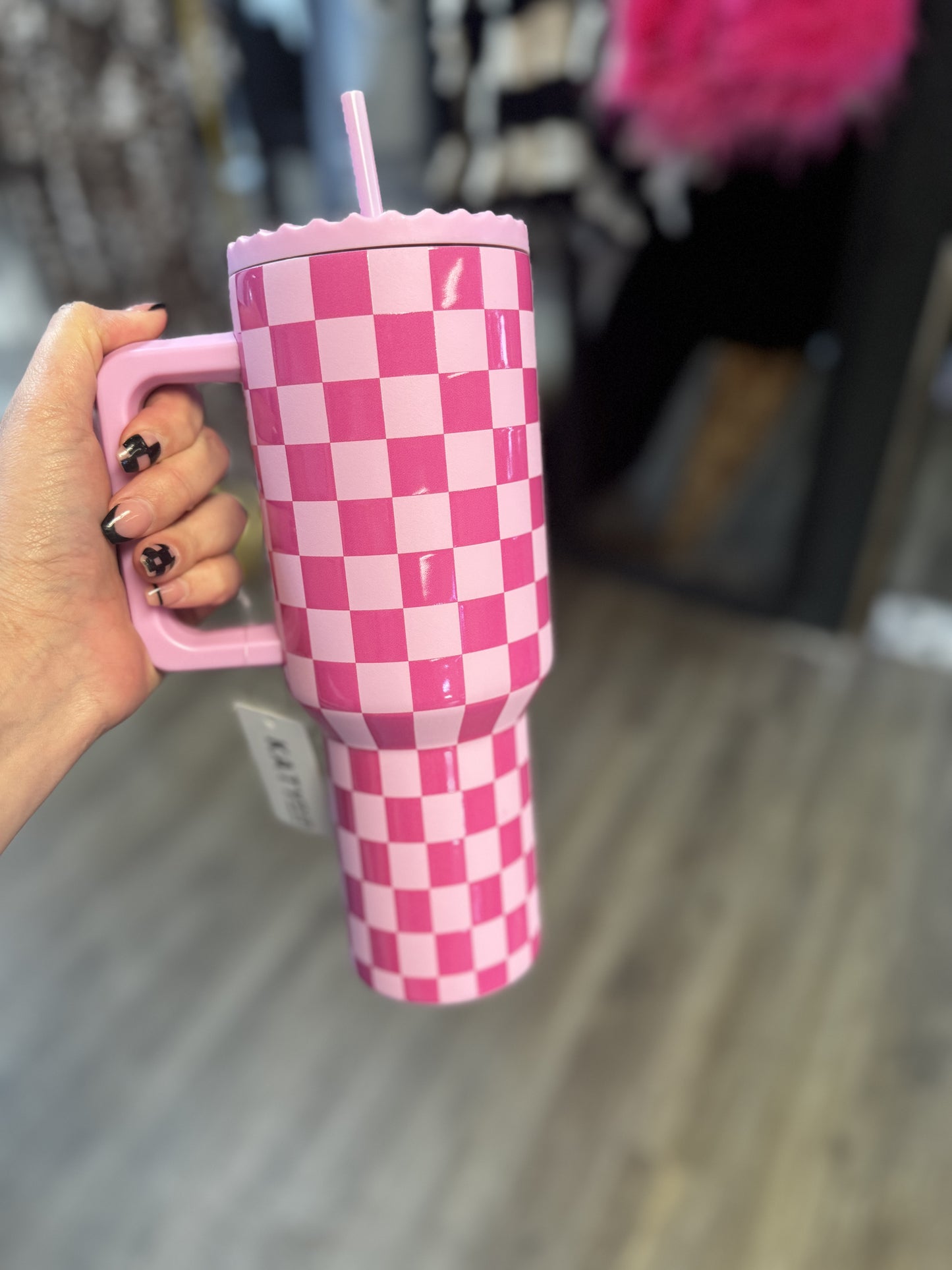 Pink checkered Cup