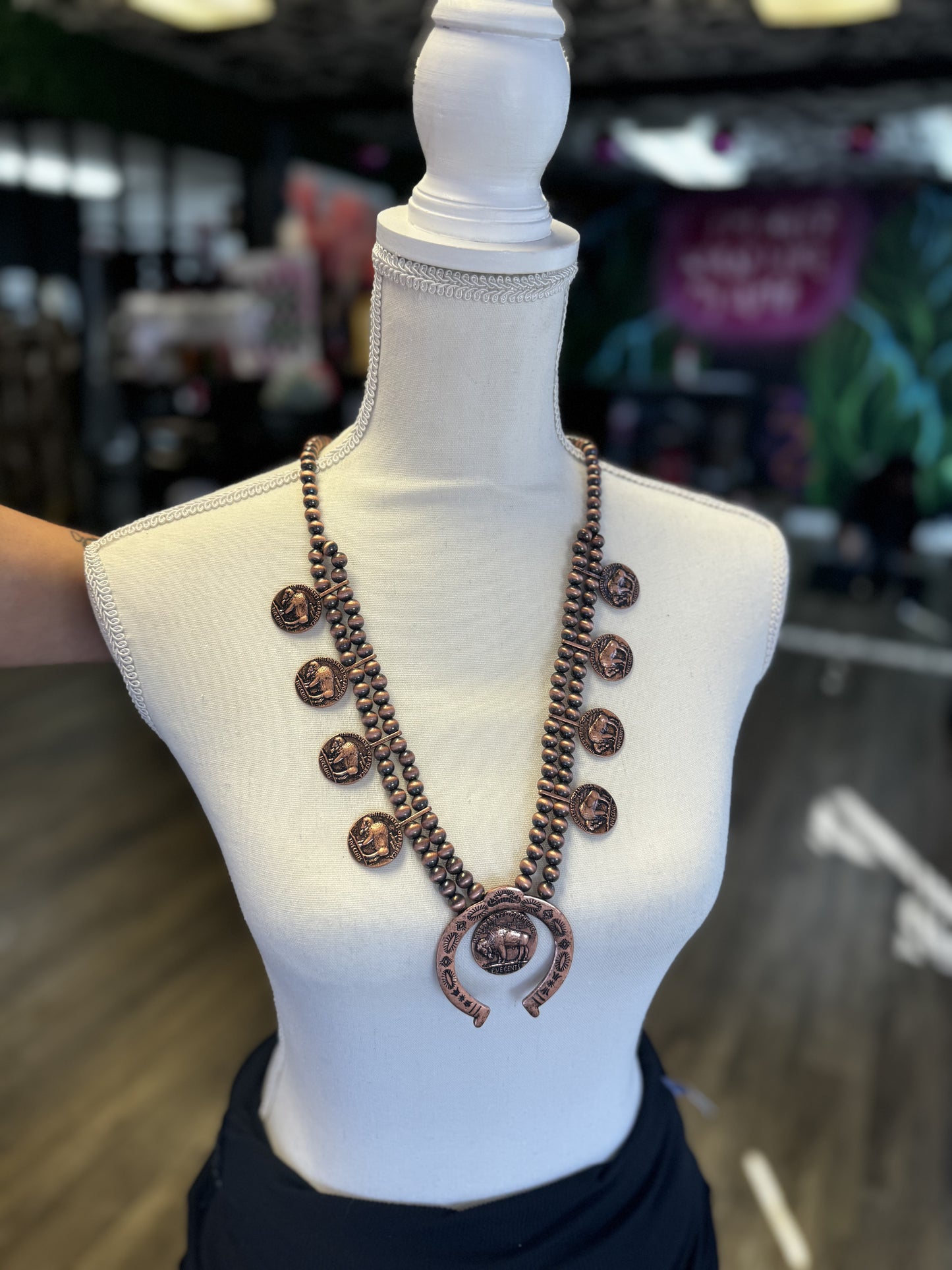 Brown Squash blossom necklace