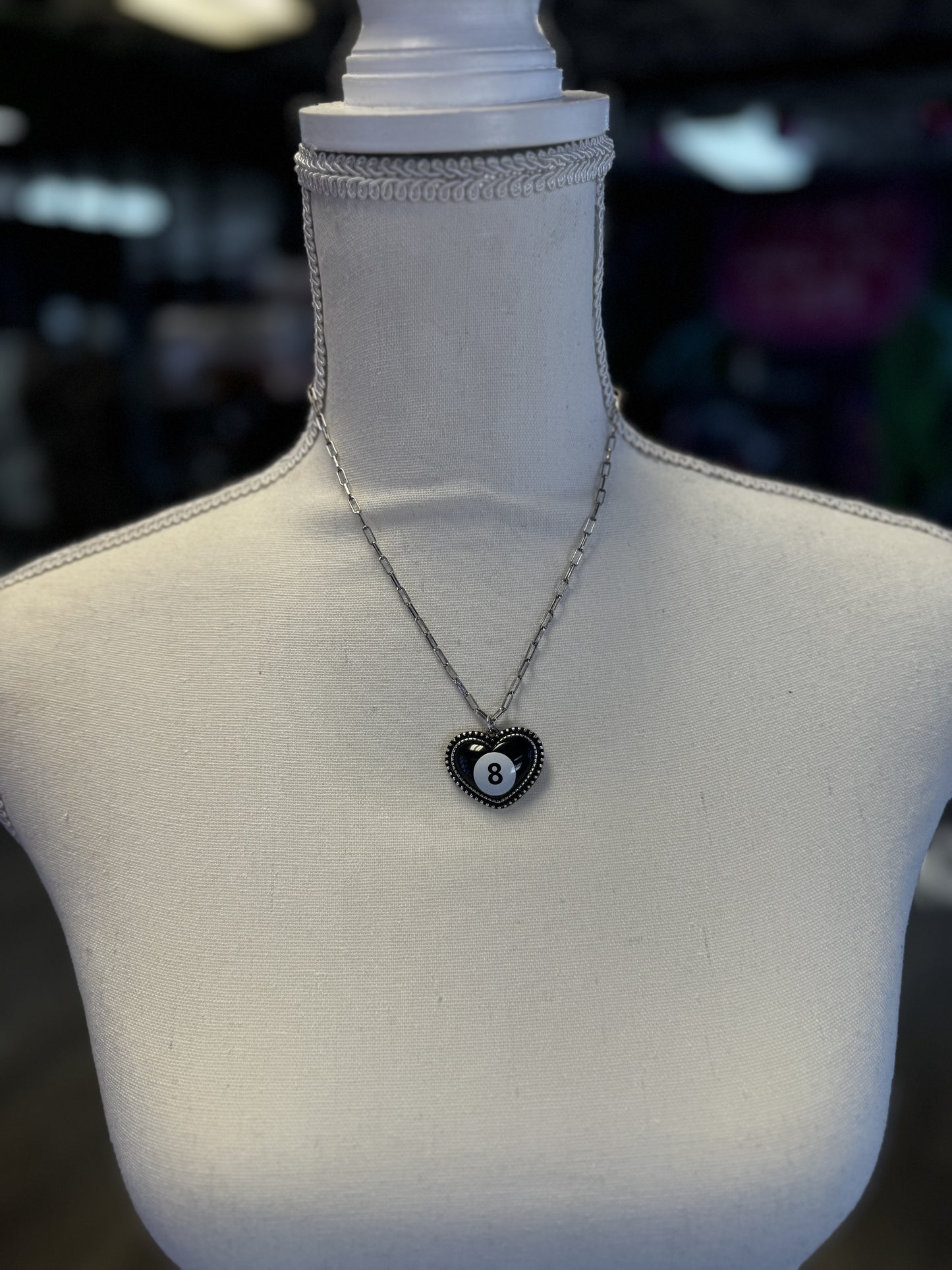 8 ball heart necklace