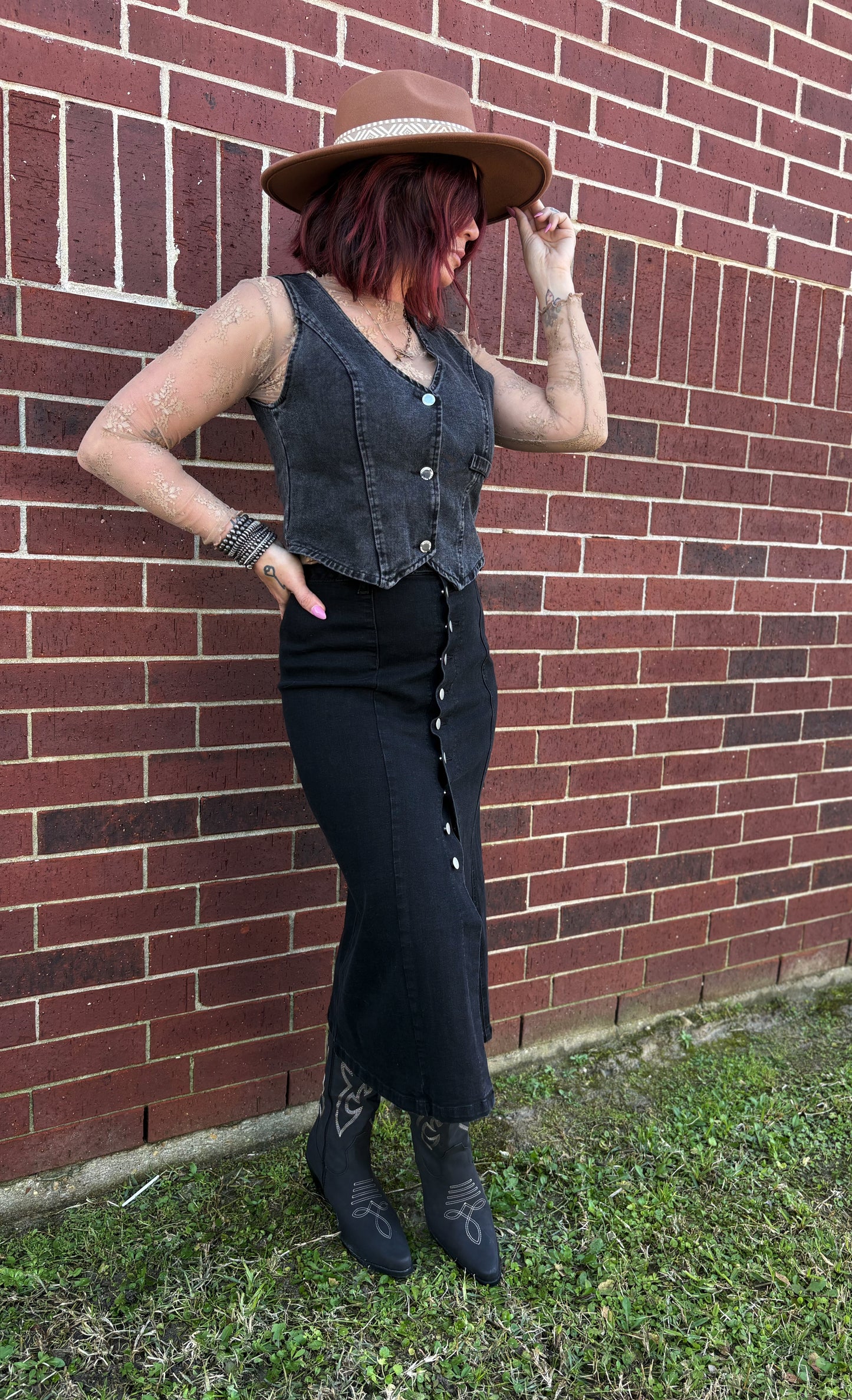Hottie black denim top