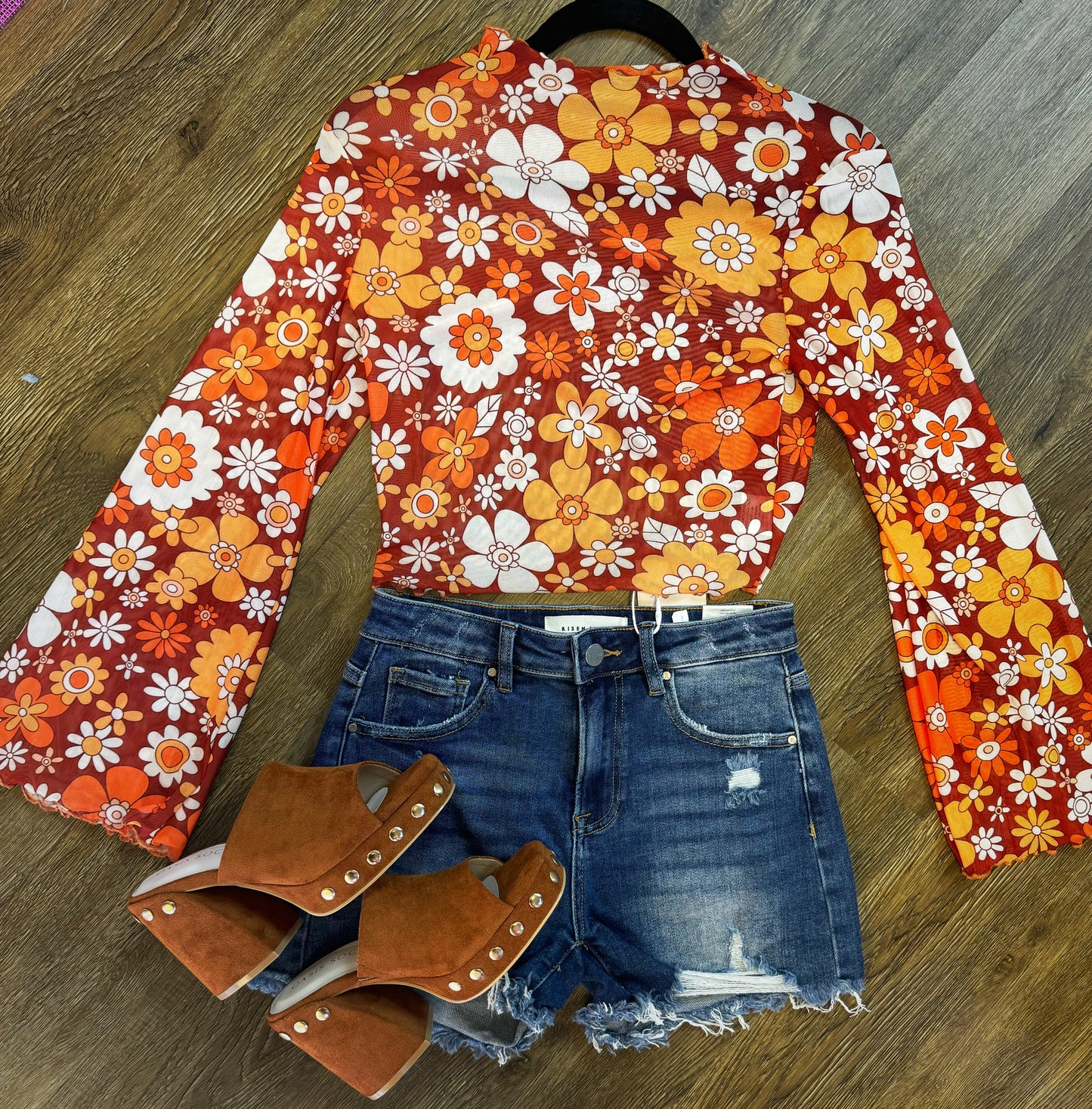Feelin’ Groovy Orange Mesh Top