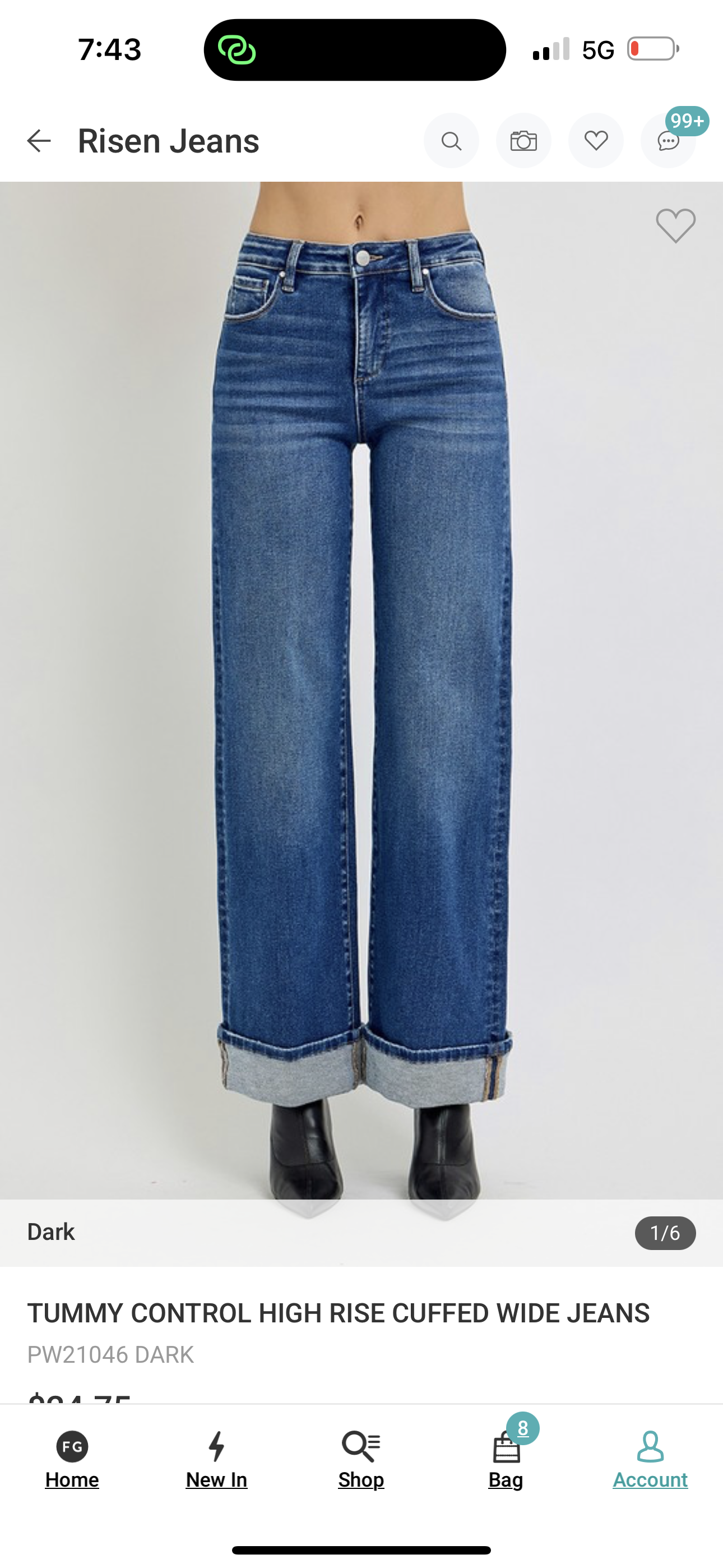 Risen tummy control dark wash jeans
