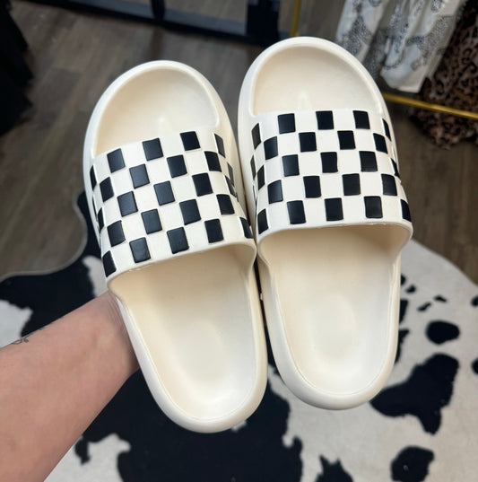 White checkered slides