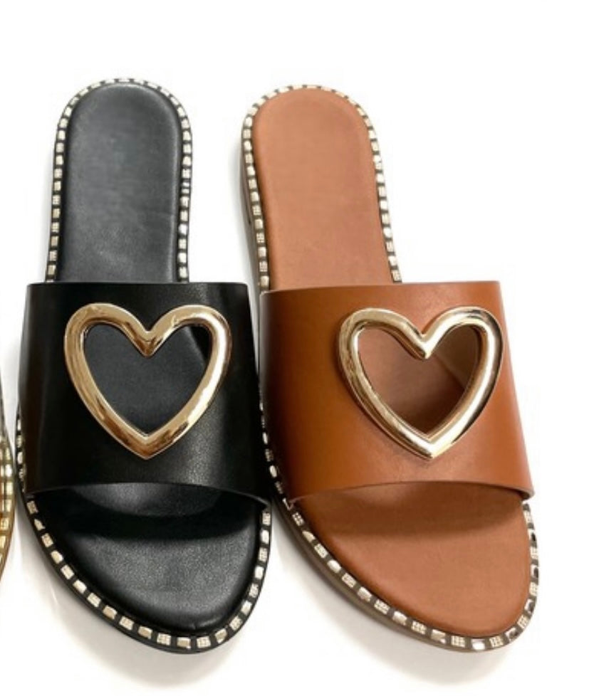 Black heart sandals