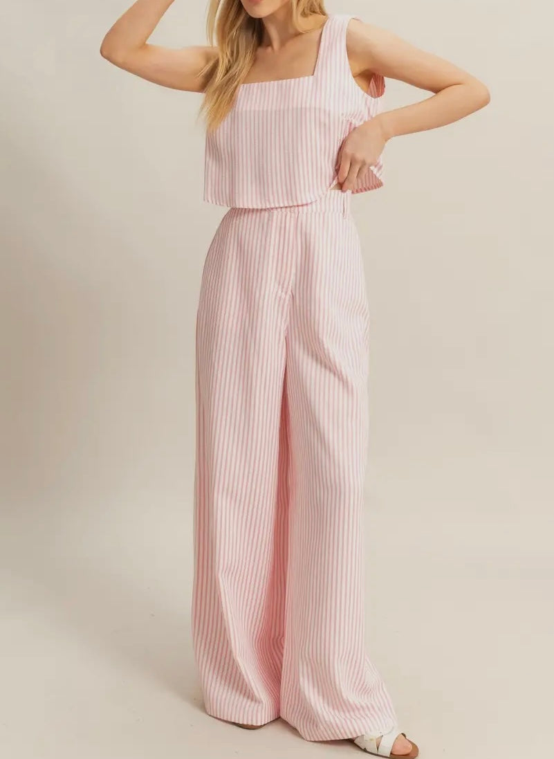 2 piece pink striped set