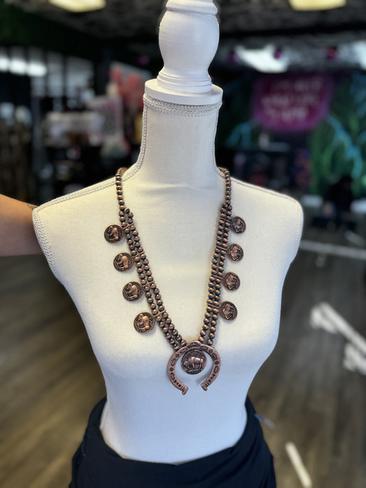 Brown Squash blossom necklace