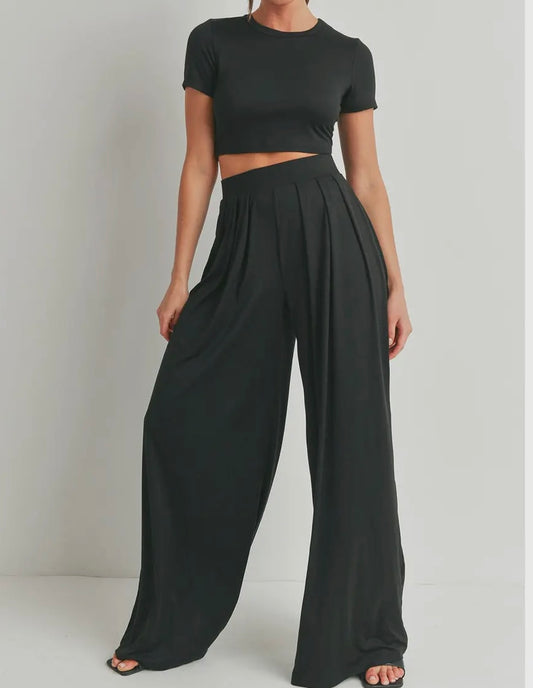 Black palazzo pant set
