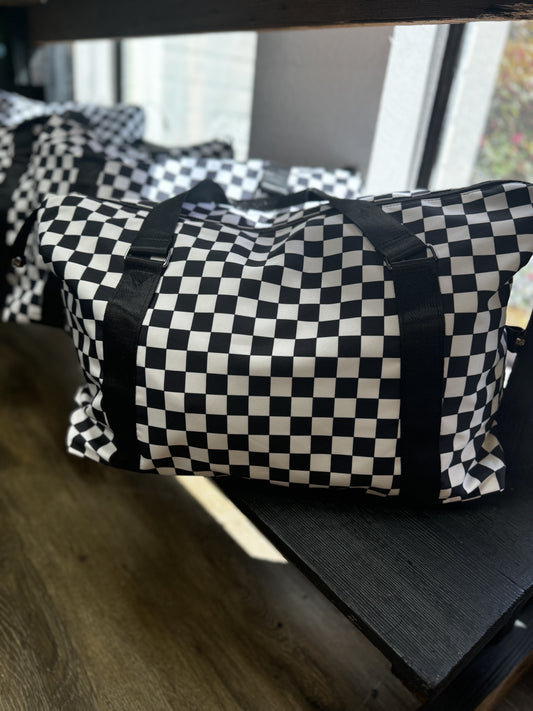 Checkered over night bag