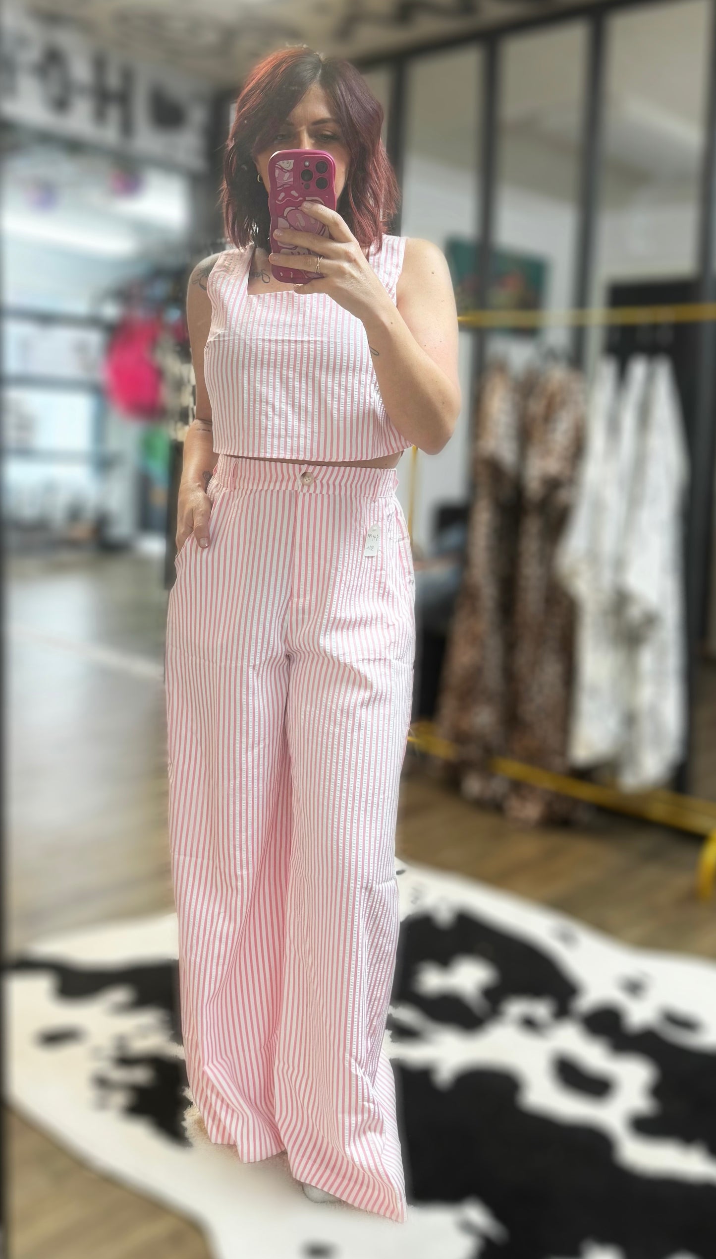 2 piece pink striped set