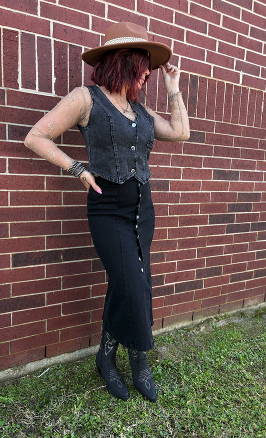 Hottie black denim top