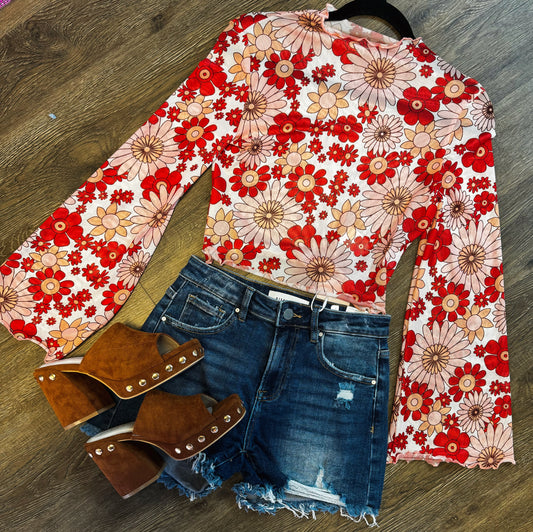 Feelin’ Groovy Red Mesh Top